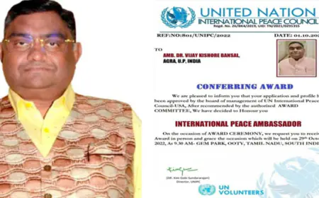 डॉ. विजय किशोर बंसल ने समाज सेवा के क्षेत्र में वर्ल्ड बुक ऑफ रिकार्ड में किया नाम दर्ज