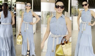 Urvashi Rautela kicks Monday Blues in Elizabeth Franchi blue denim dress along with Fendi Bag worth Rs 3.5 Lakh at Mumbai Airport-Read Now